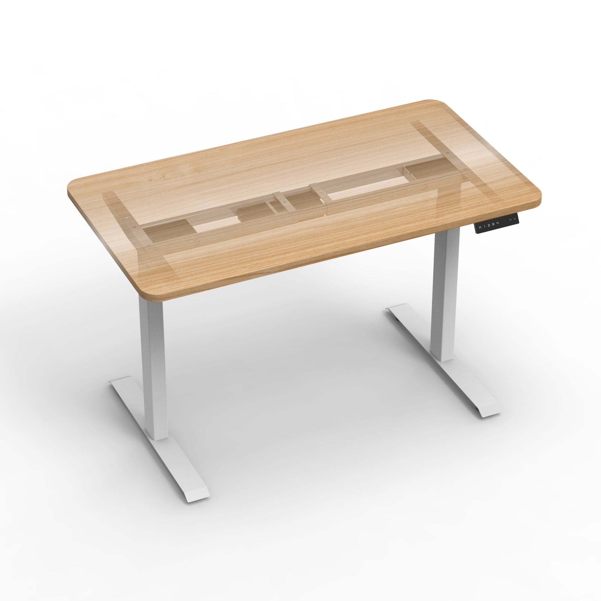Gesamtansicht des elektrischen Stehpults 2A2 Standard mit klarem, modernem Design und h&ouml;henverstellbarer Funktionalit&auml;t.